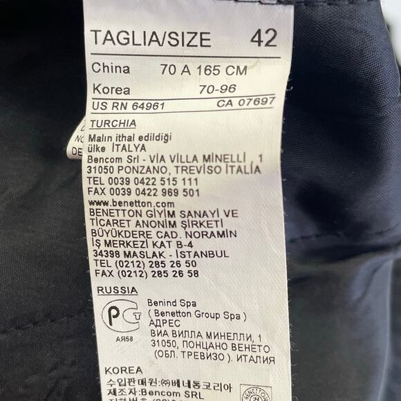 Y2K Sisley Black Pin Stripe Wool Bell Bottom Low Rise Pants Women Size 42 / 8 US - Picture 9 of 11